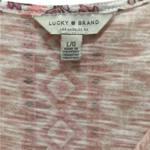 Lucky Brand Pink and Brown Tie Front Blouse - Picture 4 of 5